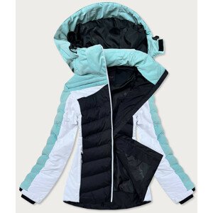 Mätovo-čierna dámska zimná športová bunda s kapucňou (B2378) Zelená S (36)