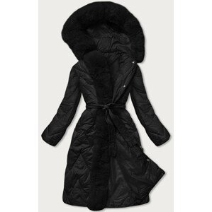 Dlhá čierna dámska prešívaná zimná bunda (FM11-1)