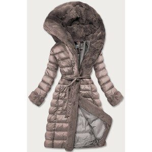 Dámska zimná bunda vo farbe cappucino s kapucňou (FM09-3) Béžová S (36)