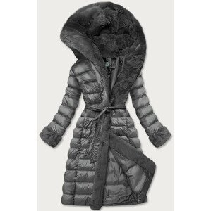 Šedá dámska zimná bunda s kapucňou (FM09-12) šedá XL (42)