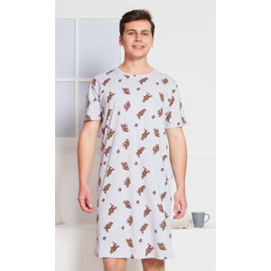 Pánska nočná košeľa s krátkym rukávom Medvede - Gazzaz sv.dizajn v šedej farbe L