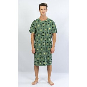 Pánska nočná košeľa s krátkym rukávom Safari zelená XL