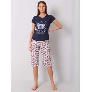 Dámske bavlnené pyžamo s potlačou 3648 - FPrice tm.modrá / červená 2XL