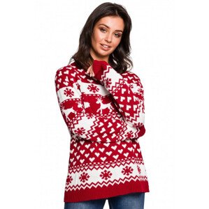 Dámsky vianočný sveter BK039 - BEwear S / M Biela a červená