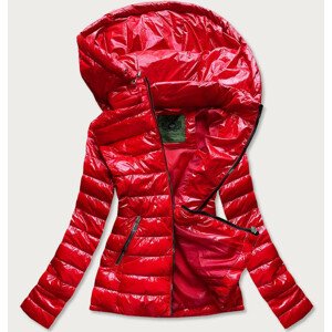 Krátka červená prešívaná dámska bunda s kapucňou (CAN-333) odcienie czerwieni XXL (44)