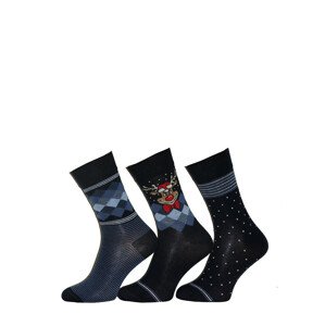 Pánske ponožky Premium A36 Vianočné 3PACK - Cornette tmavo modrá - vzor 45-47