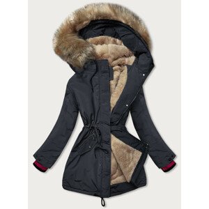 Tmavomodrá dámska zimná bunda s kapucňou (CAN-579) tmavo modrá S (36)