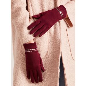 Dámske rukavice so sponou vínovej farby - 6202-1.22 - FPrice Kaštan L / XL