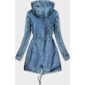 Dlhá džínsová dámska bunda s kapucňou (C122) Modrá S (36)