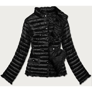 Čierna dámska bunda s ozdobnou lemovkou (H-1078-01) farba: čierna, veľkosť: XL (42)