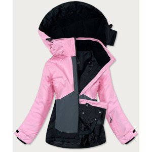 Ružovo-grafitová dámska zimná snowboardová bunda (B2357) ružová M (38)