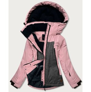 Ružovo-šedá dámska lyžiarska bunda (B2382) ružová M (38)