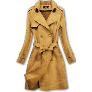 Dvouřadový semišový kabát v hořčicové barvě (6003) Žlutá L (40)