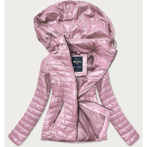Lesklá dámska bunda vo špinavo ružovej farbe (6380) ružová M (38)