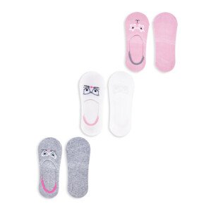 Yoclub Girls' Ankle No Show Boat Socks Patterns 3-pack SKB-43/3PAK/GIR/001 White 31-34
