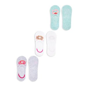 Yoclub Girls' Ankle No Show Boat Socks Patterns 3-pack SKB-44/3PAK/GIR/001 White 31-34