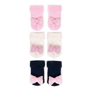 Yoclub Bavlnené dievčenské froté ponožky so vzorom farieb 3-pack SKA-0049G-AA0B Viacfarebné 14-16