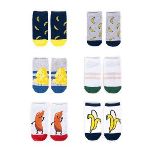 Yoclub Členkové bavlnené chlapčenské ponožky Vzory farieb 6-pack SK-08/6PAK/BOY/002 Grey 39-42