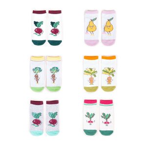 Yoclub Členkové bavlnené dievčenské ponožky Vzory farieb 6-pack SK-08/6PAK/GIR/002 White 35-38