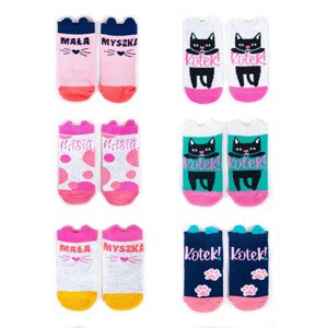 Yoclub Cotton Baby Girls' Socks Patterns Colors 6-pack SKC/3D-EARS/6PAK/GIR/001 Pink 14-16