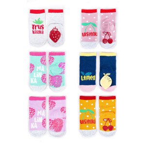 Yoclub Cotton Baby Girls' Socks Anti Slip ABS Patterns Colors 6-pack SK-21/ABS/6PAK/GIR/001 Pink 17-19