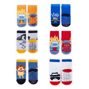 Yoclub Cotton Baby Boys' Terry Socks Anti Slip ABS Patterns Colors 6-pack SKA-0029C-AA0I Multicolour 17-19