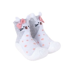 Yoclub Detské dievčenské protišmykové ponožky s gumovou podrážkou OBO-0138G-AA0B White 20