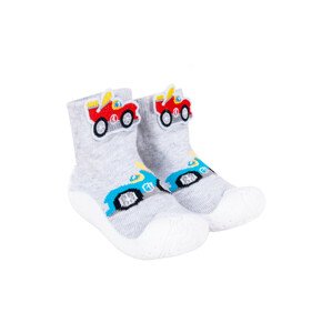 Yoclub Detské chlapčenské protišmykové ponožky s gumovou podrážkou OBO-0140C-AA0B Grey 22