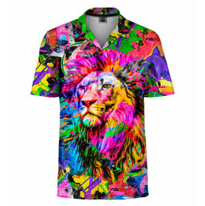 Mr. Gugu & Miss Go Colorful Lion Shirt Sh-Man-Sht2202 Multicolour XL