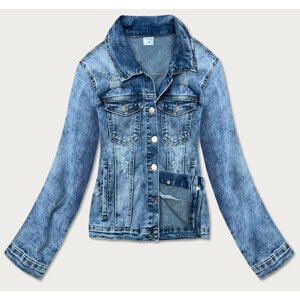 Svetlomodrá dámska džínsová bunda s golierom (GD8631-K) Modrá L (40)