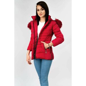 Červená prešívaná dámska zimná bunda s kapucňou (W583) červená S (36)