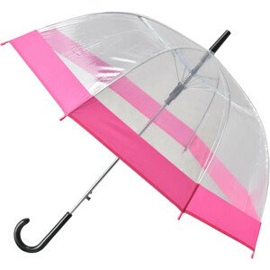 Semiline Dlhý priehľadný dáždnik s automatickým otváraním 2507-5 Transparent/Pink Průměr 90