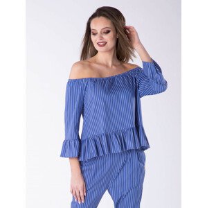 Look Made With Love Blouse 803 Frill Blue/White S / M