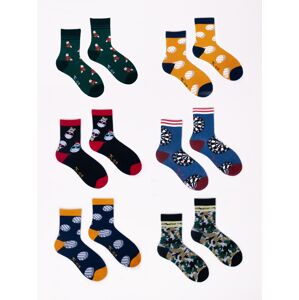 Yoclub Cotton Socks Patterns Colors 6-Pack SK-06/6PAK/BOY/002 Green 39-42