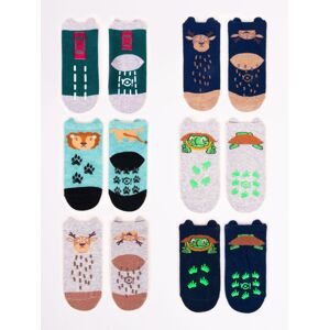 Yoclub Cotton Socks Anti Slip 2Xabs Patterns Colors 6-Pack SK-11/6PAK/BOY/001 Navy Blue 14-16
