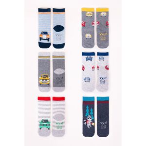 Yoclub Cotton Baby Socks Anti Skid Abs Patterns Colors 6-Pack SKC/STA/6PAK/BOY/001 Grey 17-19