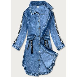 Svetlomodrá voľná dámska džínsová bunda/prehoz cez oblečenie (POP5990-K) Modrá XS (34)