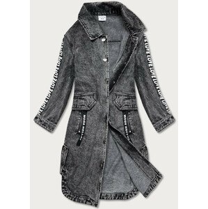 Voľná čierna dámska džínsová bunda/prehoz cez oblečenie (POP7017-K) černá XS (34)
