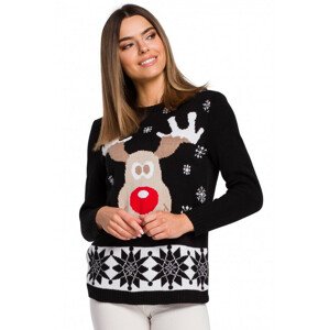 Vianočný sveter so sobom - MXS04 - Moe UNI čierna-sob