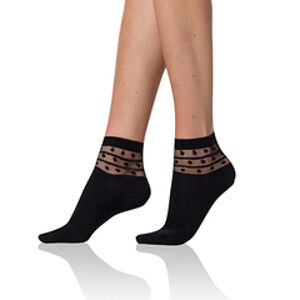Dámske ponožky s ozdobným lemom TRENDY COTTON SOCKS - BE495921-940-42 - BELLINDA farba: čierna, veľkosť: 39-42