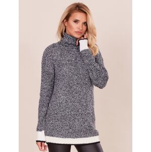 Sweter z golfem melanżowy czarny XL