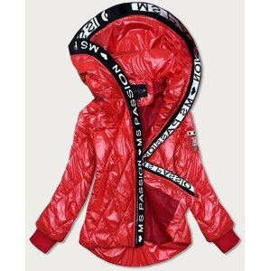 Červená prešívaná dámska bunda s kapucňou (HS-1809) Červená S (36)