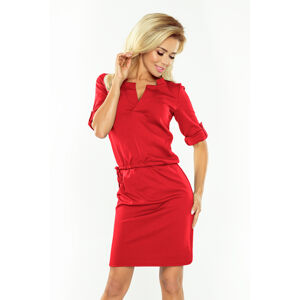 AGATA - Červené dámske šaty s golierom 161-11 XS