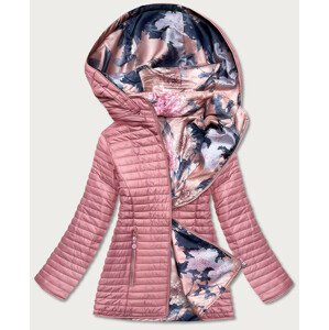 Ružová dámska obojstranná bunda s kapucňou (SF732) Růžová 46