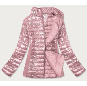 Ružová dámska lesklá bunda (7210-52) Růžová 46