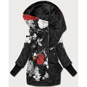 Čierna dámska bunda s kvetinovým vzorom (7703) čierna 48