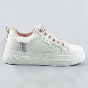 Bielo-ružové dámske šnurovacie sneakersy (C1029) Růžová XL (42)