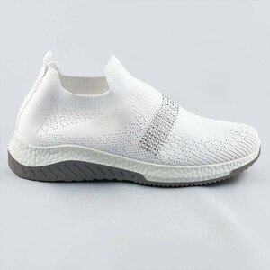 Biele azúrové dámske topánky so zirkónmi (C1057) biały XL (42)