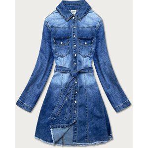 Svetlomodré džínsové vypasované šaty (POP5909) modrá M (38)