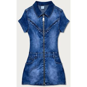 Svetlomodré džínsové šaty s volánikom (POP5810) Modrá S (36)